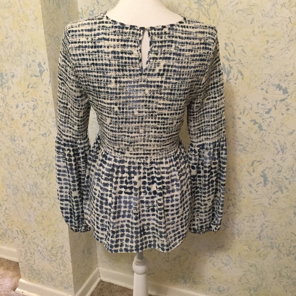 Ivanka Trump Small P. Long Sl Blouse Blue White - Picture 2 of 7